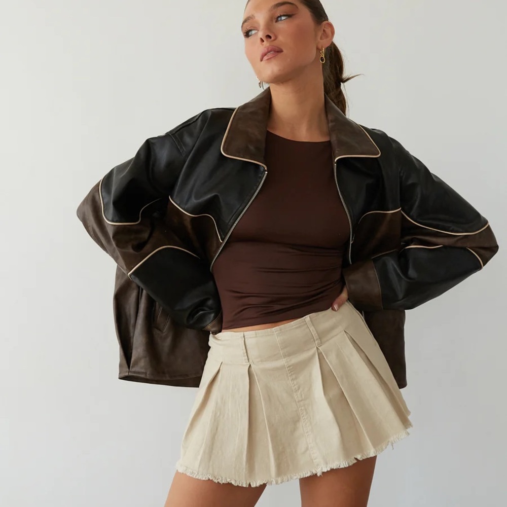 American Threads Black and Brown Leather Jacket